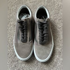 Vans Charcoal and White Casual Shoes W Sparkly Laces